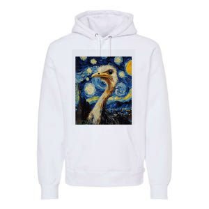 Funny Ostrich Van Gogh Style Starry Night Graphic Premium Hoodie