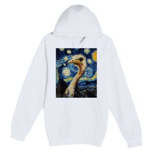 Funny Ostrich Van Gogh Style Starry Night Graphic Premium Pullover Hoodie