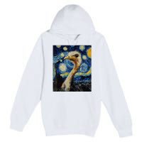 Funny Ostrich Van Gogh Style Starry Night Graphic Premium Pullover Hoodie