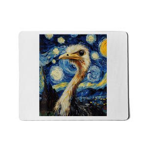 Funny Ostrich Van Gogh Style Starry Night Graphic Mousepad