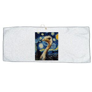 Funny Ostrich Van Gogh Style Starry Night Graphic Large Microfiber Waffle Golf Towel