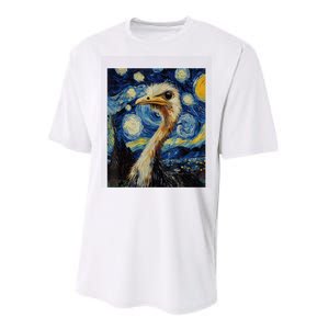 Funny Ostrich Van Gogh Style Starry Night Graphic Performance Sprint T-Shirt