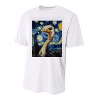 Funny Ostrich Van Gogh Style Starry Night Graphic Performance Sprint T-Shirt