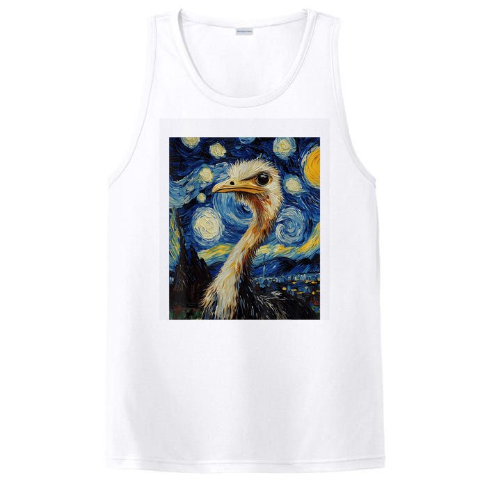 Funny Ostrich Van Gogh Style Starry Night Graphic PosiCharge Competitor Tank