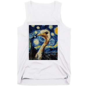 Funny Ostrich Van Gogh Style Starry Night Graphic Tank Top