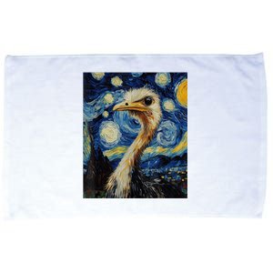 Funny Ostrich Van Gogh Style Starry Night Graphic Microfiber Hand Towel