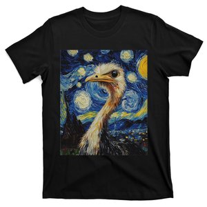 Funny Ostrich Van Gogh Style Starry Night Graphic T-Shirt