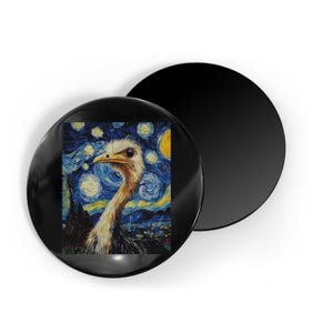 Funny Ostrich Van Gogh Style Starry Night Graphic Magnet