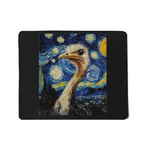 Funny Ostrich Van Gogh Style Starry Night Graphic Mousepad