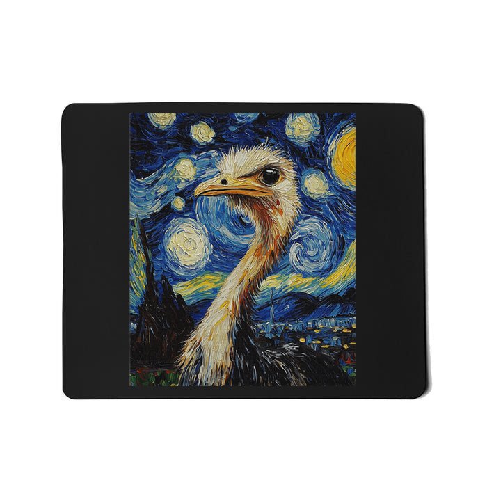 Funny Ostrich Van Gogh Style Starry Night Graphic Mousepad