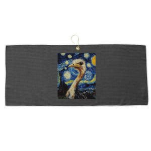 Funny Ostrich Van Gogh Style Starry Night Graphic Large Microfiber Waffle Golf Towel