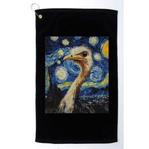 Funny Ostrich Van Gogh Style Starry Night Graphic Platinum Collection Golf Towel