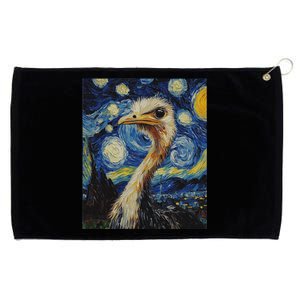 Funny Ostrich Van Gogh Style Starry Night Graphic Grommeted Golf Towel