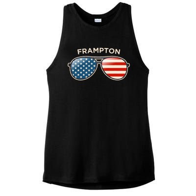 Frampton Oh Vintage Us Flag Sunglasses Ladies PosiCharge Tri-Blend Wicking Tank