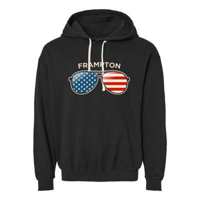 Frampton Oh Vintage Us Flag Sunglasses Garment-Dyed Fleece Hoodie