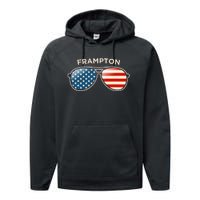 Frampton Oh Vintage Us Flag Sunglasses Performance Fleece Hoodie