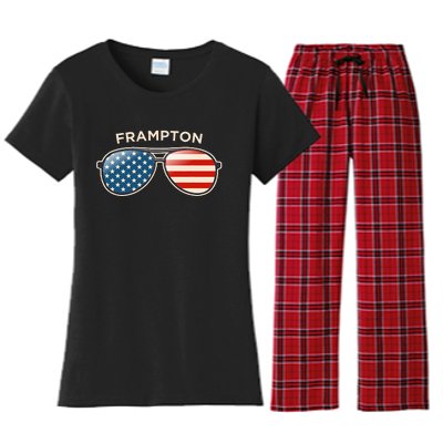 Frampton Oh Vintage Us Flag Sunglasses Women's Flannel Pajama Set