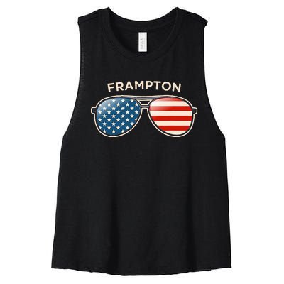 Frampton Oh Vintage Us Flag Sunglasses Women's Racerback Cropped Tank