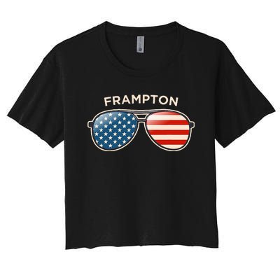 Frampton Oh Vintage Us Flag Sunglasses Women's Crop Top Tee