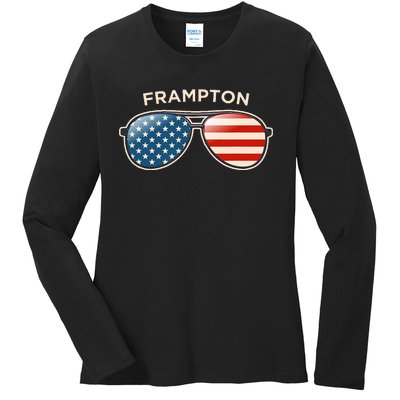 Frampton Oh Vintage Us Flag Sunglasses Ladies Long Sleeve Shirt