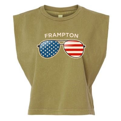 Frampton Oh Vintage Us Flag Sunglasses Garment-Dyed Women's Muscle Tee