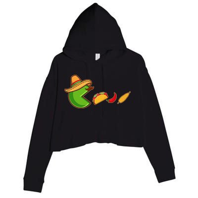 Funny Oldschool Video Game Cinco De Mayo Crop Fleece Hoodie