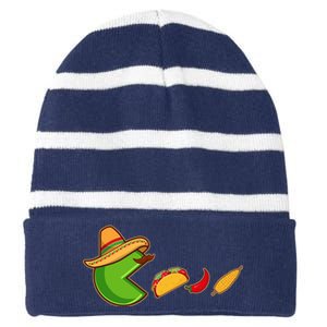 Funny Oldschool Video Game Cinco De Mayo Striped Beanie with Solid Band