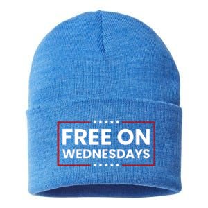 Free On Wednesdays Funny Biden Saying Sustainable Knit Beanie