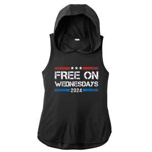 Free On Wednesdays 2024 Election Funny Trump Biden Ladies PosiCharge Tri-Blend Wicking Draft Hoodie Tank