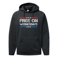 Free On Wednesdays 2024 Election Funny Trump Biden Performance Fleece Hoodie