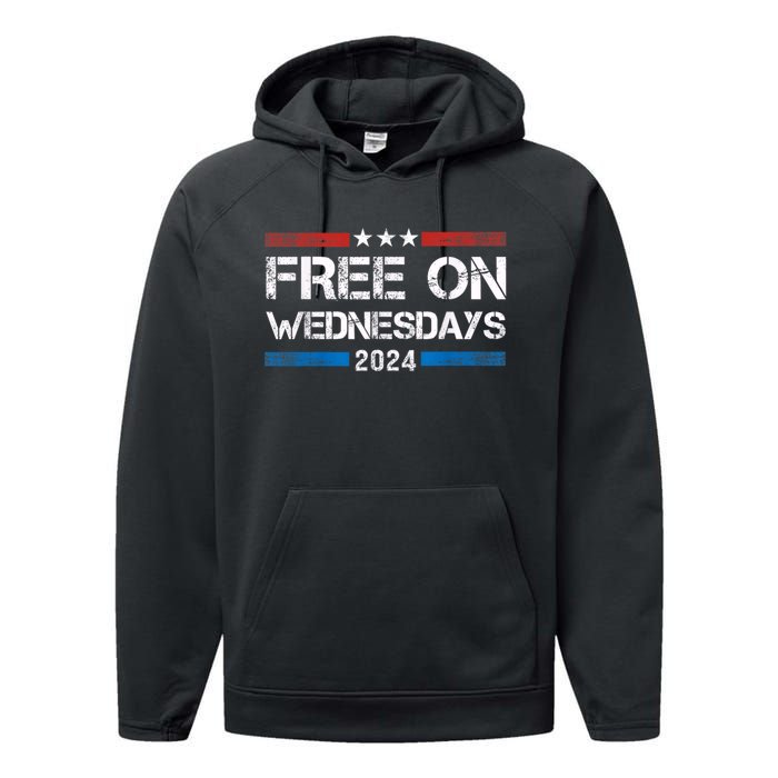 Free On Wednesdays 2024 Election Funny Trump Biden Performance Fleece Hoodie