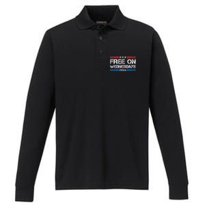 Free On Wednesdays 2024 Election Funny Trump Biden Performance Long Sleeve Polo