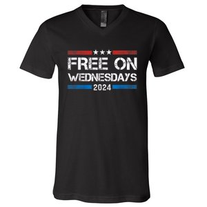 Free On Wednesdays 2024 Election Funny Trump Biden V-Neck T-Shirt