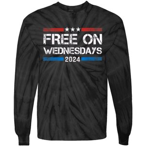 Free On Wednesdays 2024 Election Funny Trump Biden Tie-Dye Long Sleeve Shirt