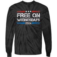 Free On Wednesdays 2024 Election Funny Trump Biden Tie-Dye Long Sleeve Shirt