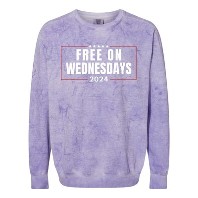 Free On Wednesdays 2024 Election Funny Trump Biden Saying Colorblast Crewneck Sweatshirt