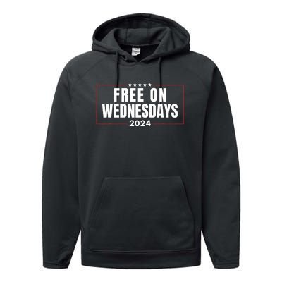 Free On Wednesdays 2024 Election Funny Trump Biden Saying Performance Fleece Hoodie