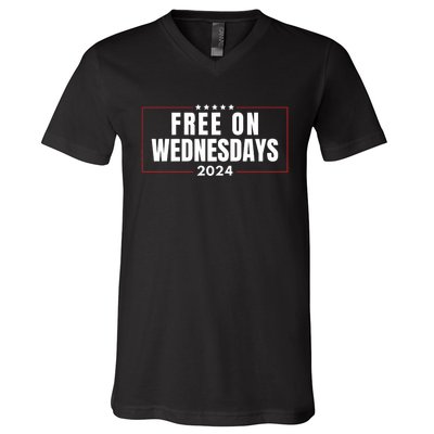 Free On Wednesdays 2024 Election Funny Trump Biden Saying V-Neck T-Shirt