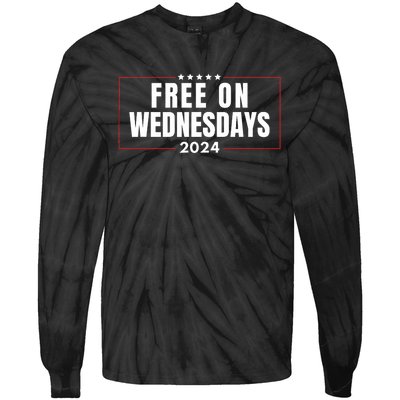 Free On Wednesdays 2024 Election Funny Trump Biden Saying Tie-Dye Long Sleeve Shirt