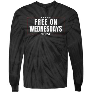 Free On Wednesdays 2024 Election Funny Trump Biden Tie-Dye Long Sleeve Shirt