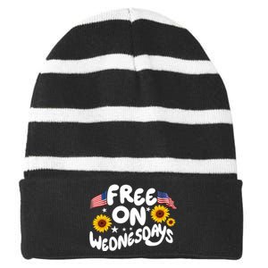 Free On Wednesdays Independence Day Striped Beanie with Solid Band