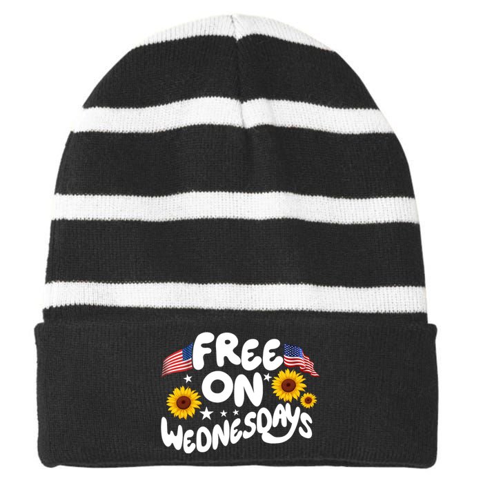 Free On Wednesdays Independence Day Striped Beanie with Solid Band