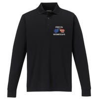 Free On Wednesdays America Flag Performance Long Sleeve Polo