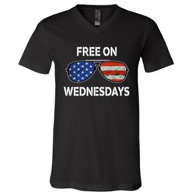 Free On Wednesdays America Flag V-Neck T-Shirt