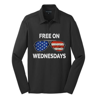 Free On Wednesdays America Flag Silk Touch Performance Long Sleeve Polo