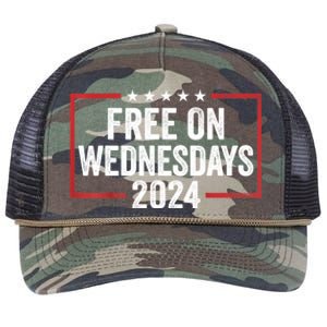 Free On Wednesdays 2024 Election Funny Trump Biden Retro Rope Trucker Hat Cap