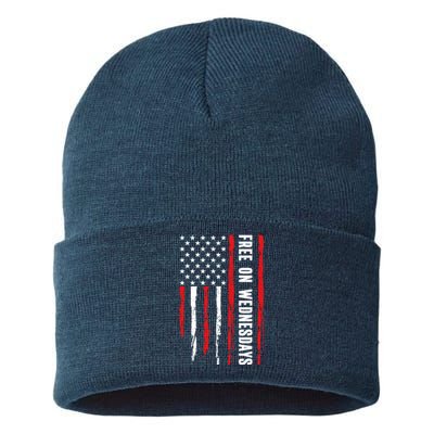 Free On Wednesdays 2024 Election Funny Trump Biden Sustainable Knit Beanie