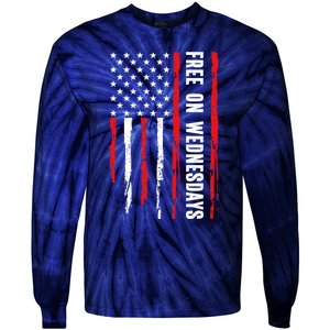 Free On Wednesdays 2024 Election Funny Trump Biden Tie-Dye Long Sleeve Shirt