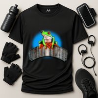 Frog On Wood Panel Cooling Performance Crew T-Shirt