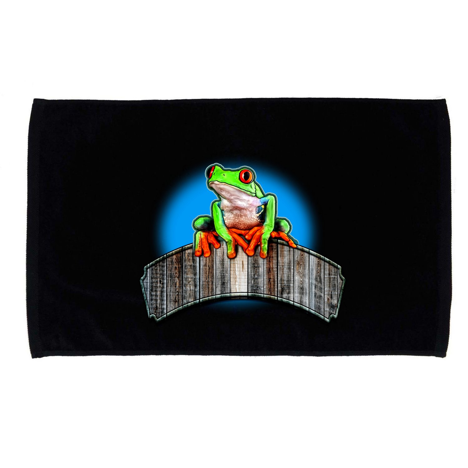 Frog On Wood Panel Microfiber Hand Towel